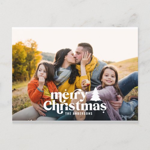 Retro typography modern full photo   holiday postcard