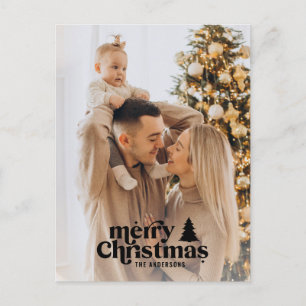 Retro typography modern full photo  holiday postcard