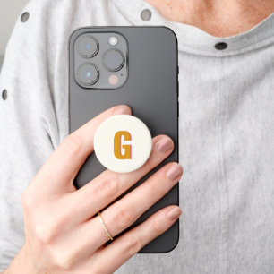 Retro Typography Monogram Custom Initial Yellow  PopSocket