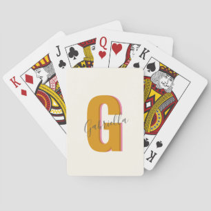 Retro Typography Monogram Initial Name in Yellow  Poker Cards
