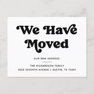 Retro Typography   Moving Announcement Postcard