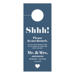 Retro Typography Navy Blue Do Not Disturb Wedding Door Hanger