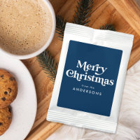Retro Typography Navy Blue Merry Christmas