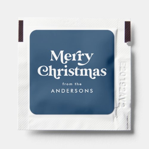 Retro Typography Navy Merry Christmas Hand Sanitizer Packet