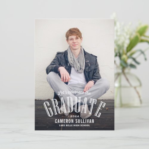 Retro Typography Overlay Photo Graduation Party Card