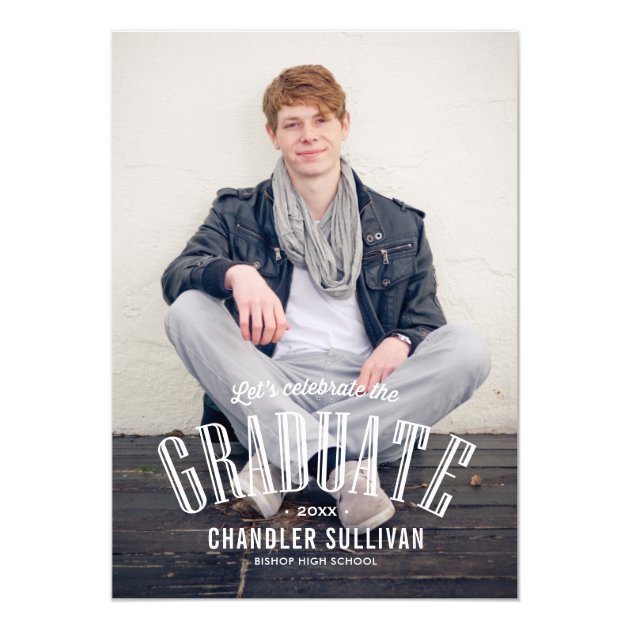 Retro Typography Overlay Photo Graduation Party Card