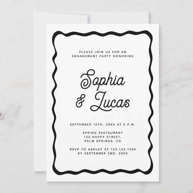 Retro Typography Photo Engagement Party Invitation (Front)