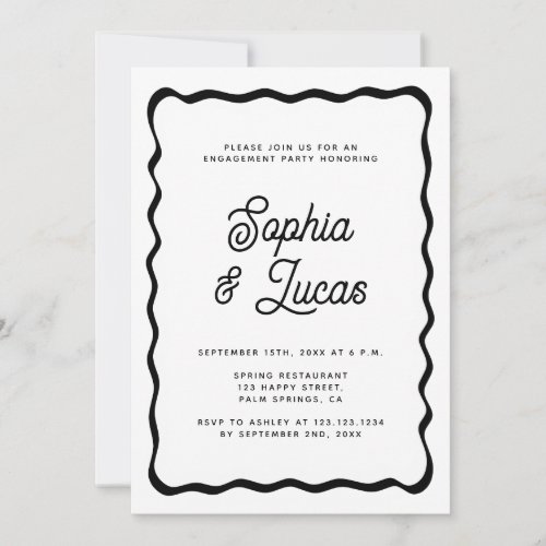 Retro Typography Photo Engagement Party Invitation
