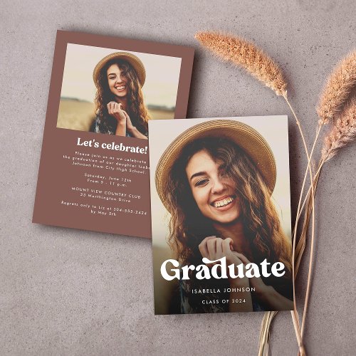 Retro Typography Photo Graduation Party Invitation