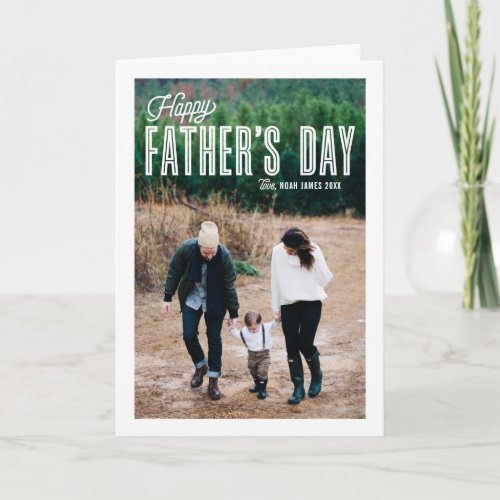 Retro Typography Photo Happy Fathers Day Card