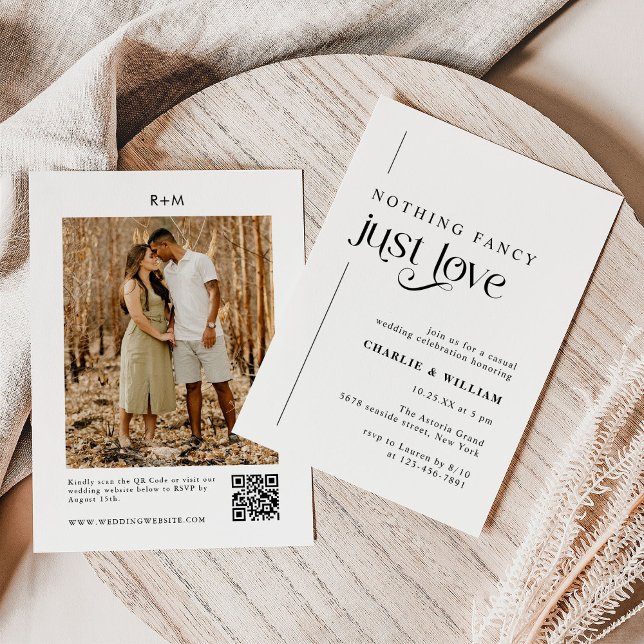 Retro Typography Photo Qr Code Wedding Invitation (Creator Uploaded)
