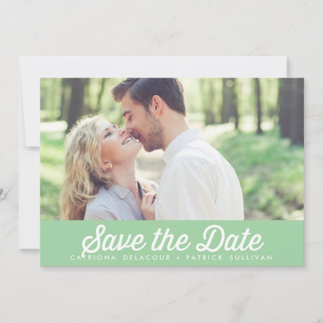 RETRO TYPOGRAPHY PHOTO SAVE THE DATE ANNOUNCEMENT (Front)