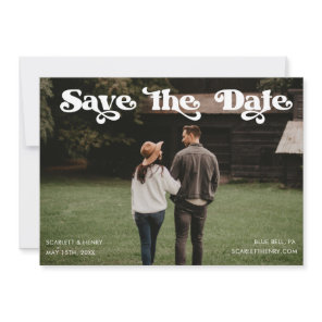Retro Typography Photo Save the Date Invitation
