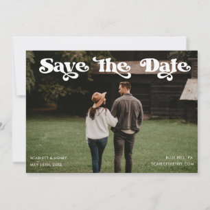 Retro Typography Photo Save the Date Invitation