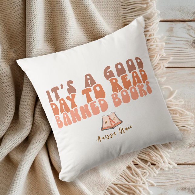 Retro Typography Read Banned Books Throw Pillow (Creator Uploaded)