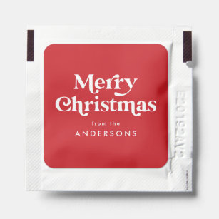 Retro Typography Red Merry Christmas Hand Sanitizer Packet