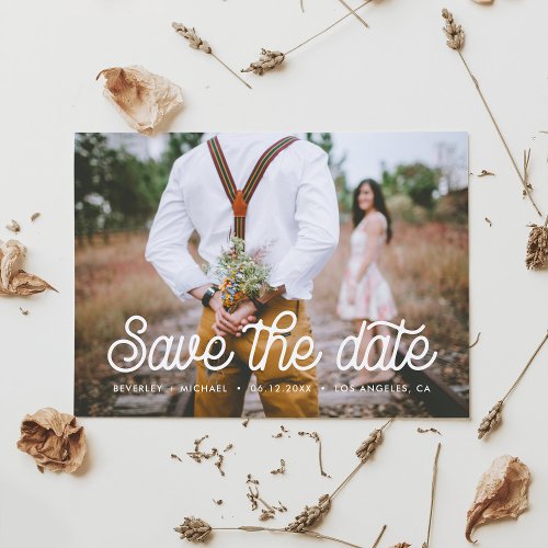 Retro typography Save the Date photo card