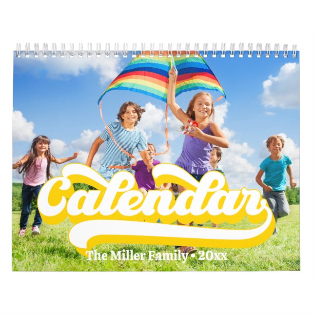 Retro Typography Style Text, Editable Custom Photo Calendar (Cover)