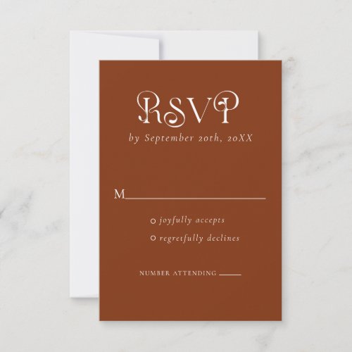 Retro Typography Terracotta RSVP Cards