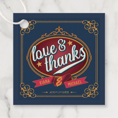 Retro Typography Thank You BlueGold ID645 Favor Tags