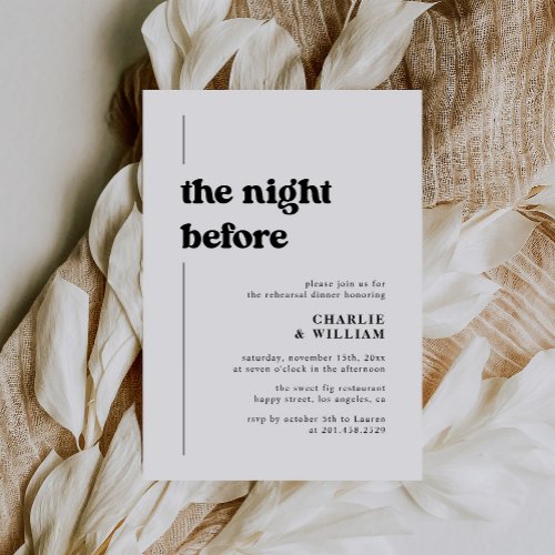 Retro Typography The Night Before Rehearsal Dinner Invitation