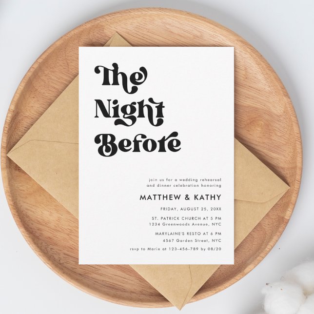 Retro Typography The Night Before Rehearsal Dinner Invitation (Creator Uploaded)