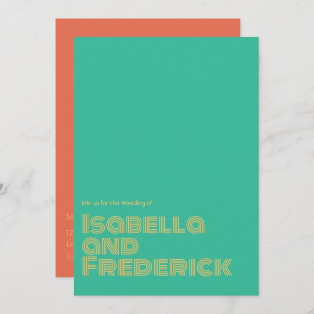 Retro Typography Wedding Invitation (Front/Back)