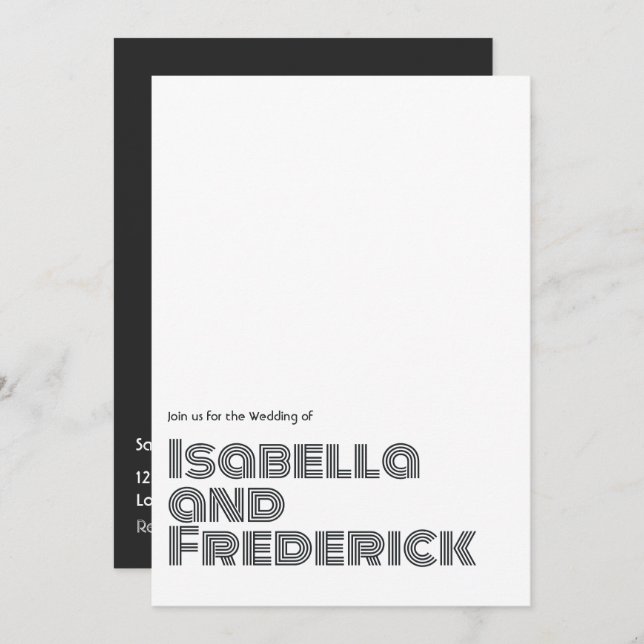 Retro Typography Wedding Invitation (Front/Back)
