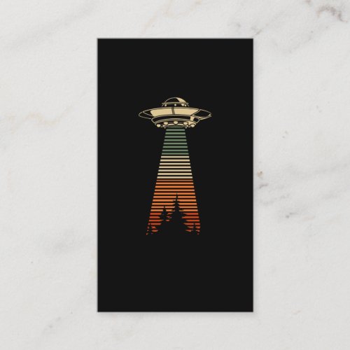 Retro UFO Abduction Forest Alien Spaceship Business Card