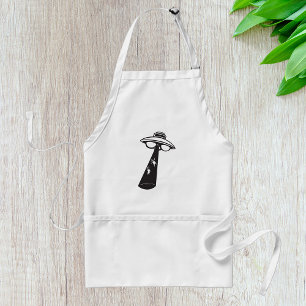 Retro UFO Abduction Graphic Alien Sci-Fi  Adult Apron