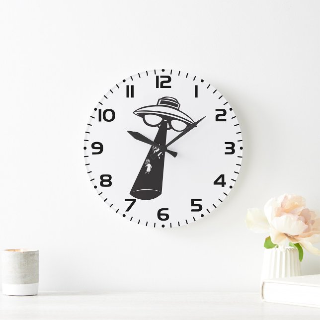Retro UFO Abduction Graphic Alien Sci-Fi  Large Clock (Creator Uploaded)