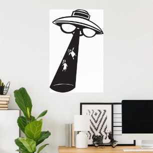 Retro UFO Abduction Graphic Alien Sci-Fi  Poster