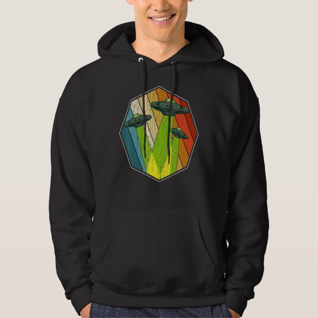 Retro Ufo Abduction Sci Fi Extraterrestrial Ufo Hoodie (Front)