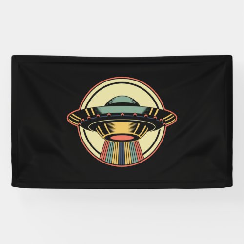 Retro UFO Alien Banner