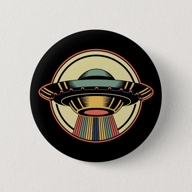 Retro UFO Alien Button (Front)