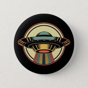 Retro UFO Alien Button
