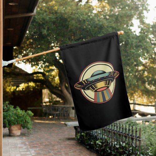 Retro UFO Alien House Flag
