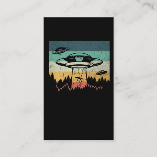 Retro UFO Alien Human Abduction Spaceship Business Card