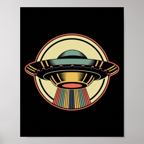 Retro UFO Alien Poster