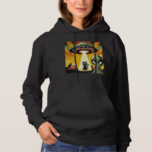 Retro UFO Aliens Abduction Vintage Sci-Fi Graphic Hoodie