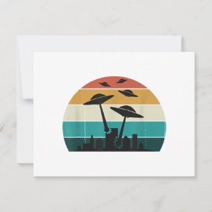 Retro UFO Attack Sunset - Cool Vintage Flying Sauc