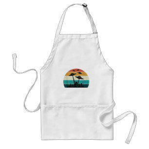 Retro UFO Attack Sunset - Cool Vintage Flying Sauc Adult Apron