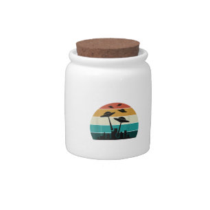 Retro UFO Attack Sunset - Cool Vintage Flying Sauc Candy Jar