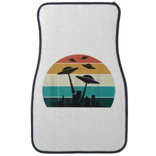 Retro UFO Attack Sunset - Cool Vintage Flying Sauc Car Floor Mat