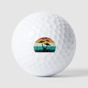 Retro UFO Attack Sunset - Cool Vintage Flying Sauc Golf Balls