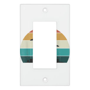 Retro UFO Attack Sunset - Cool Vintage Flying Sauc Light Switch Cover