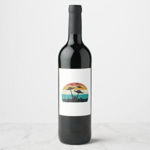 Retro UFO Attack Sunset - Cool Vintage Flying Sauc Wine Label