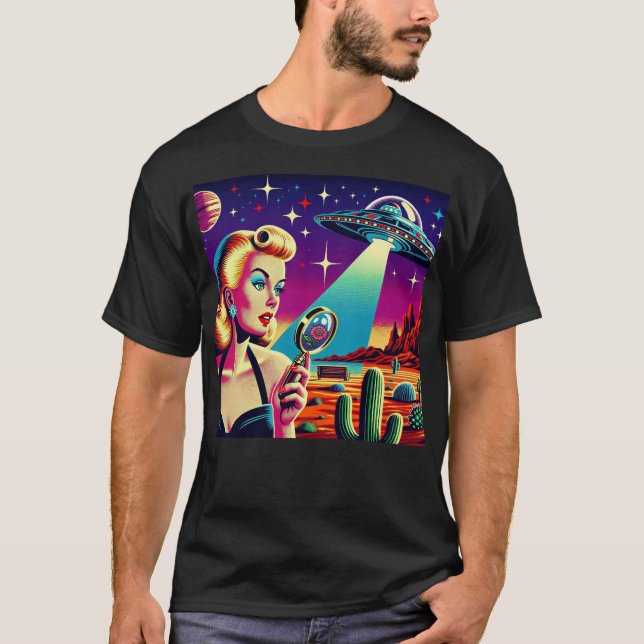 Retro UFO Pin-Up T-Shirt (Front)