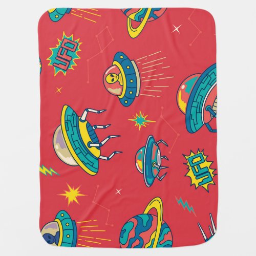 Retro UFO Space Invaders Baby Blanket