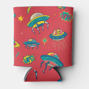 Retro UFO Space Invaders Can Cooler